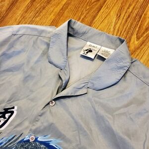 Vintage Gnarly Shirt Boys XL Gray Dragon Tiger Graphic Button‎ Up Skater Y2K